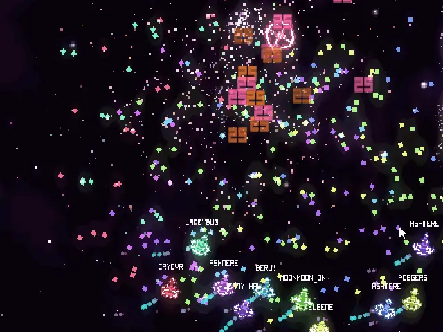 Ships and colorful projectiles in SpaceHorde